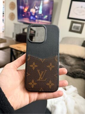 Louis Vuitton Black & Brown Monogram Leather iPhone Case
